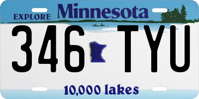 MN license plate 346TYU