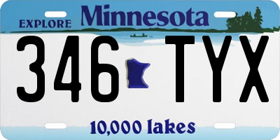 MN license plate 346TYX