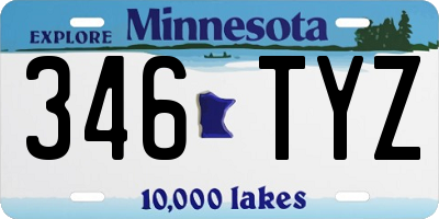 MN license plate 346TYZ