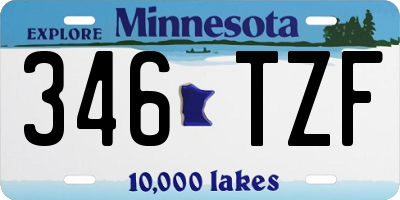 MN license plate 346TZF