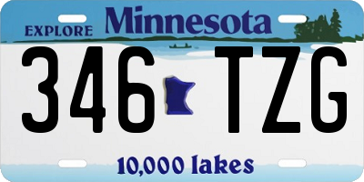 MN license plate 346TZG