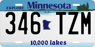 MN license plate 346TZM
