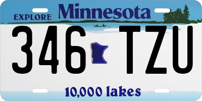MN license plate 346TZU