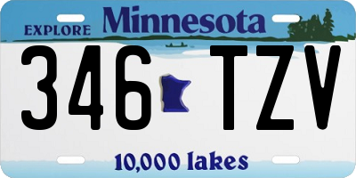 MN license plate 346TZV