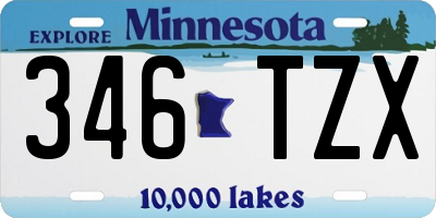 MN license plate 346TZX