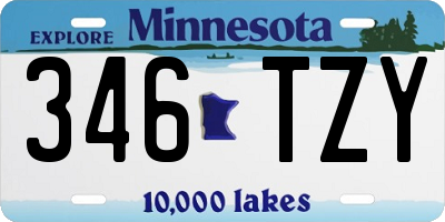 MN license plate 346TZY