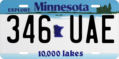 MN license plate 346UAE