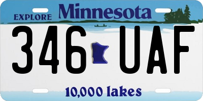 MN license plate 346UAF