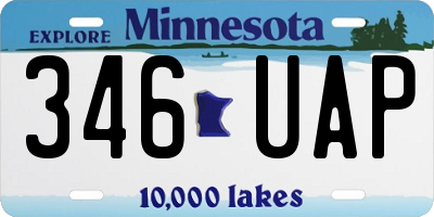 MN license plate 346UAP