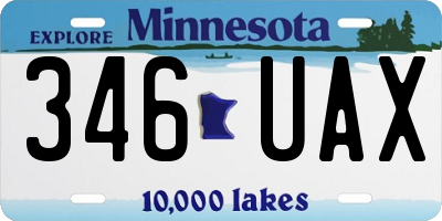 MN license plate 346UAX