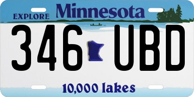 MN license plate 346UBD