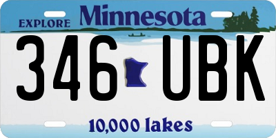 MN license plate 346UBK