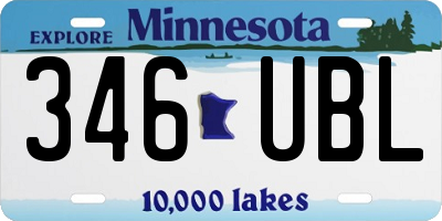 MN license plate 346UBL