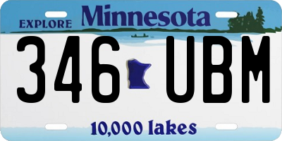 MN license plate 346UBM