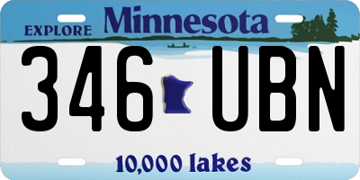 MN license plate 346UBN