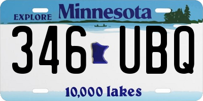 MN license plate 346UBQ