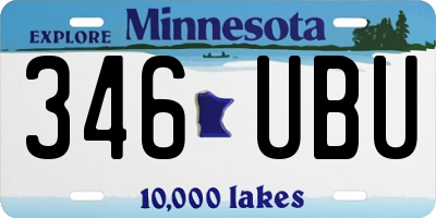 MN license plate 346UBU