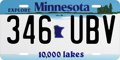 MN license plate 346UBV
