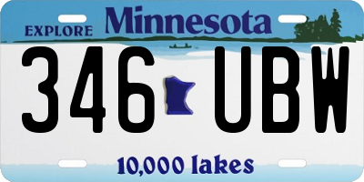 MN license plate 346UBW