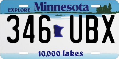 MN license plate 346UBX