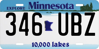 MN license plate 346UBZ