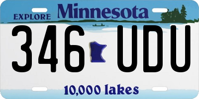 MN license plate 346UDU