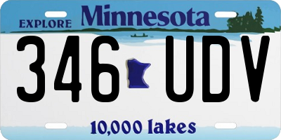 MN license plate 346UDV