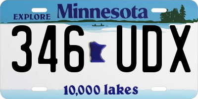 MN license plate 346UDX