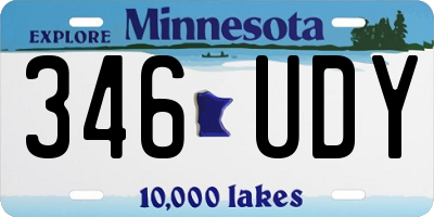 MN license plate 346UDY