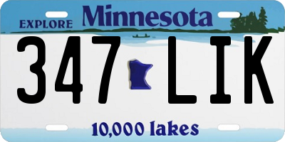 MN license plate 347LIK