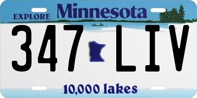 MN license plate 347LIV