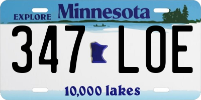 MN license plate 347LOE