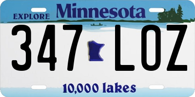 MN license plate 347LOZ