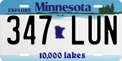MN license plate 347LUN
