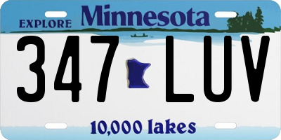 MN license plate 347LUV