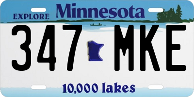 MN license plate 347MKE