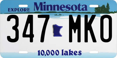 MN license plate 347MKO