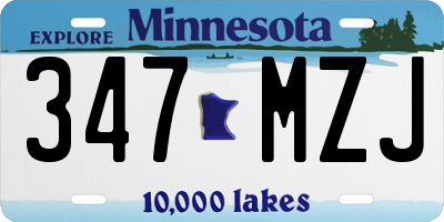 MN license plate 347MZJ