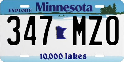 MN license plate 347MZO