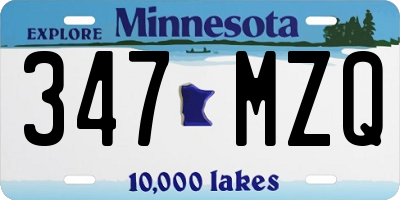 MN license plate 347MZQ