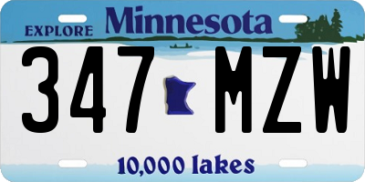 MN license plate 347MZW