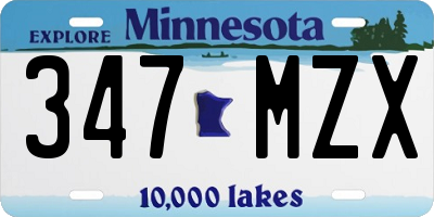 MN license plate 347MZX