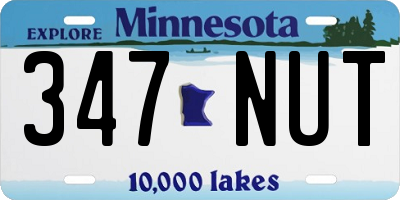 MN license plate 347NUT