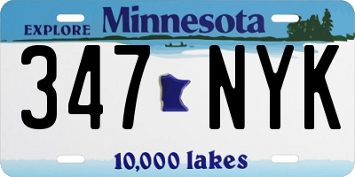 MN license plate 347NYK