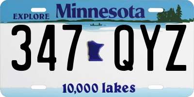 MN license plate 347QYZ