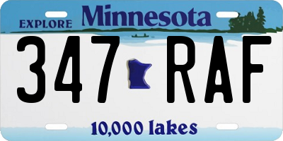 MN license plate 347RAF