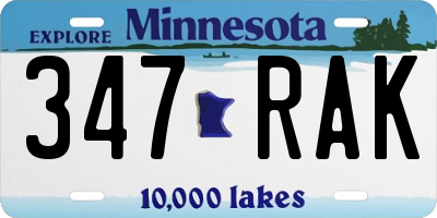 MN license plate 347RAK