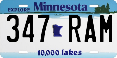 MN license plate 347RAM