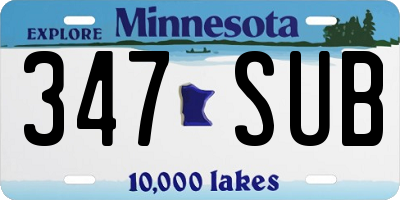 MN license plate 347SUB