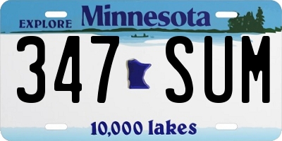 MN license plate 347SUM